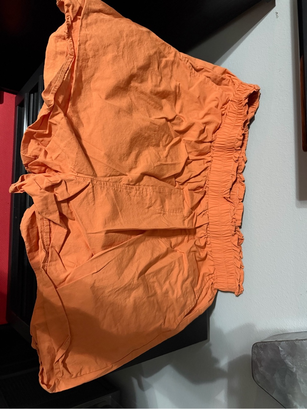 Double Zero Rust Ruffle Shorts